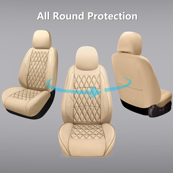 Universal Faux Leather Seat Covers — Front Seat — Beige