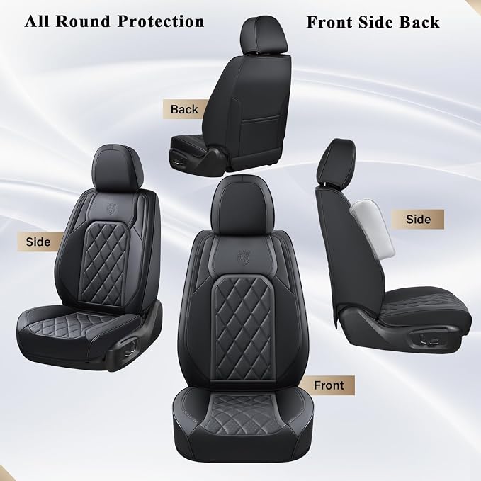 Universal Faux Leather Seat Covers — Front Seat — Black