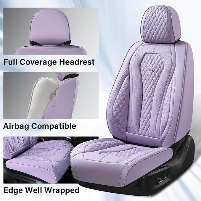 Faux Leather Car Seat Covers — Front Seat — Purple