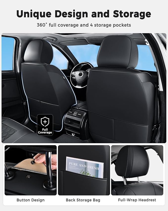 Universal Faux Leather Seat Covers — Black