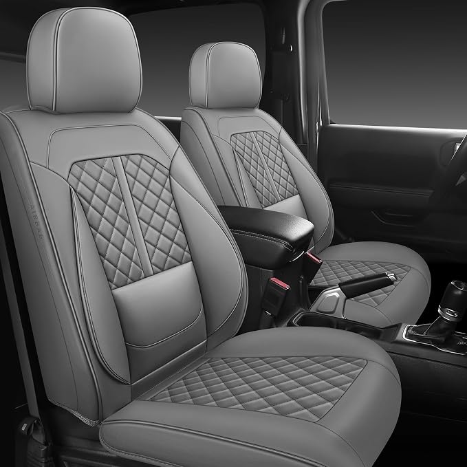 Faux Leather Car Seat Covers — Full Set — Gray