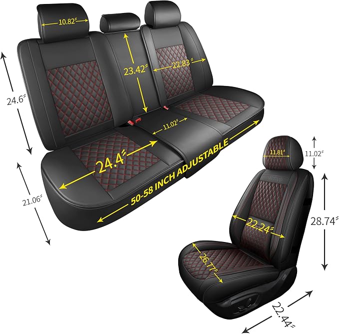 Universal Seat Covers — Full Set — Black / Red