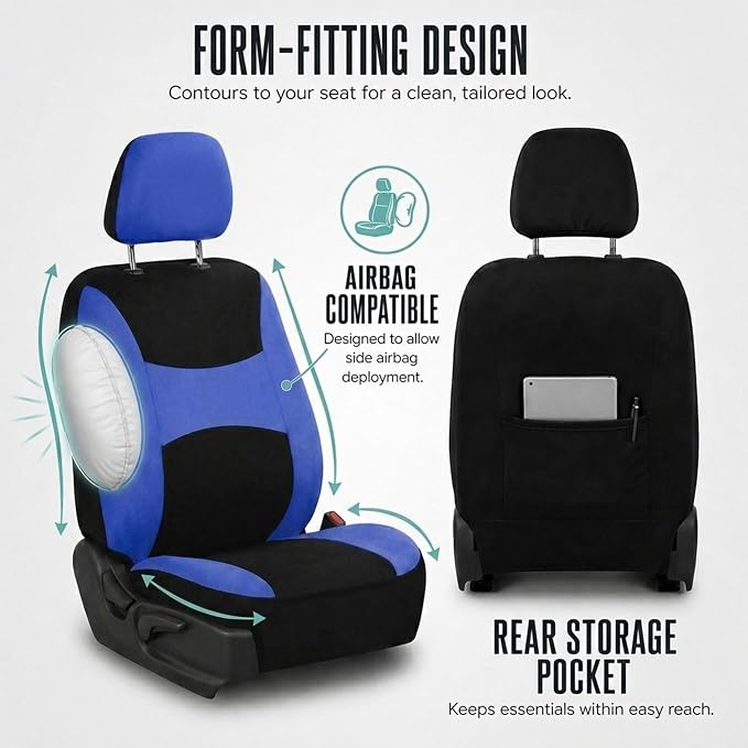 Universal Fabric Seat Covers — Full Set — Blue