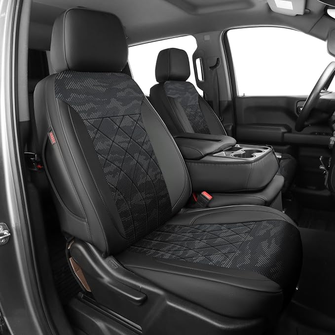 Faux Leather Seat Covers for Chevrolet Silverado — Full Set — Black / Gray