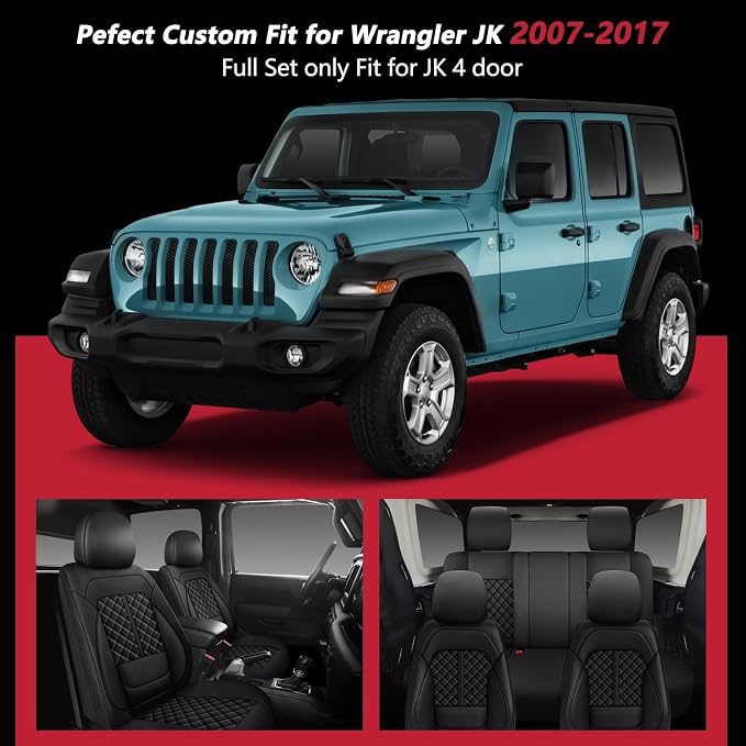 Faux Leather Car Seat Covers — Full Set — Black