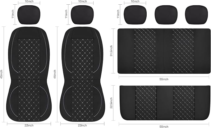 Fabric Car Seat Covers — Front Seat — Black / Gray