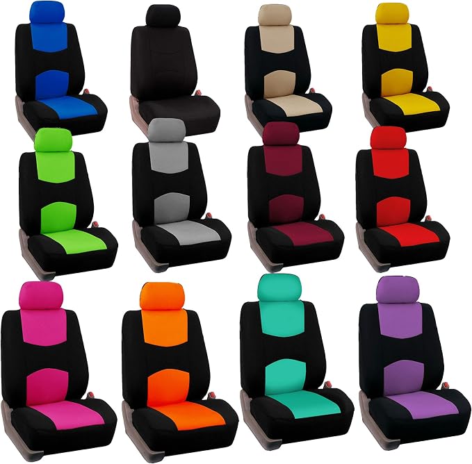 Universal Fabric Seat Covers — Front Seat — Red