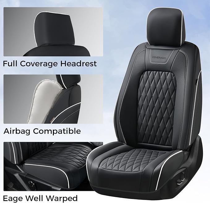 Seat Covers for Multiple Vehicles — Front Seat — Black / White