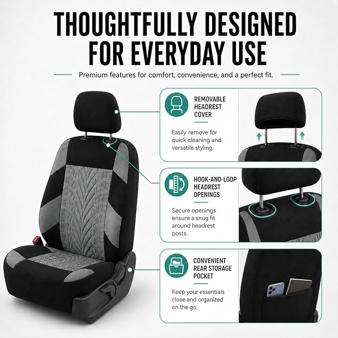 Universal Seat Covers — Full Set — Gray
