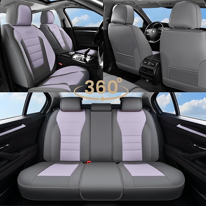 Universal Seat Covers — Full Set — Gray / Purple