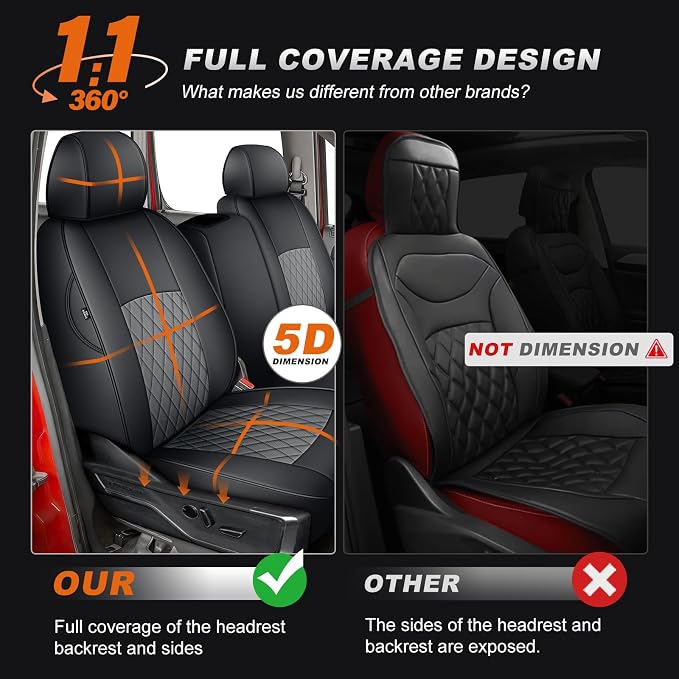 Faux Leather Seat Covers for Chevrolet Silverado / GMC Sierra — Full Set — Black / Gray