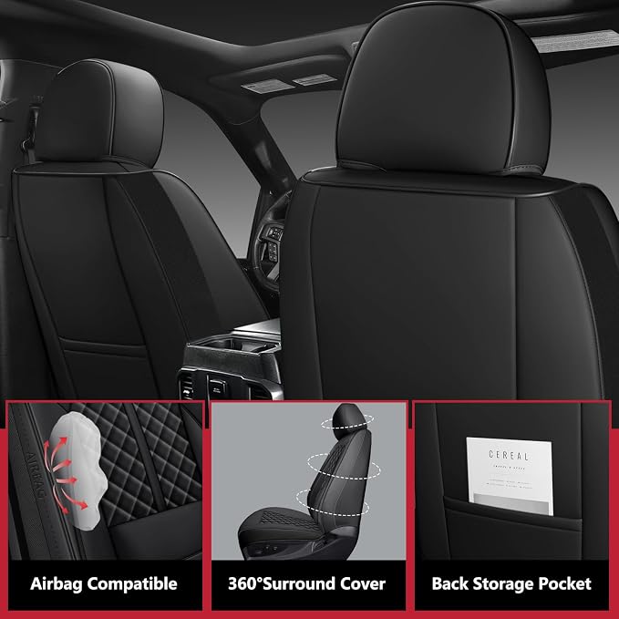 Faux Leather Car Seat Covers — Front Seat — Black