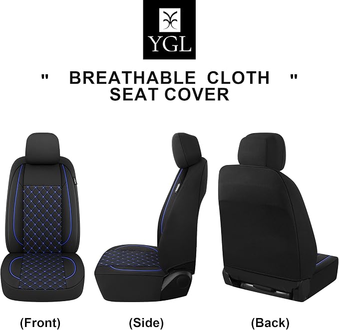 Fabric Car Seat Covers — Front Seat — Black / Blue
