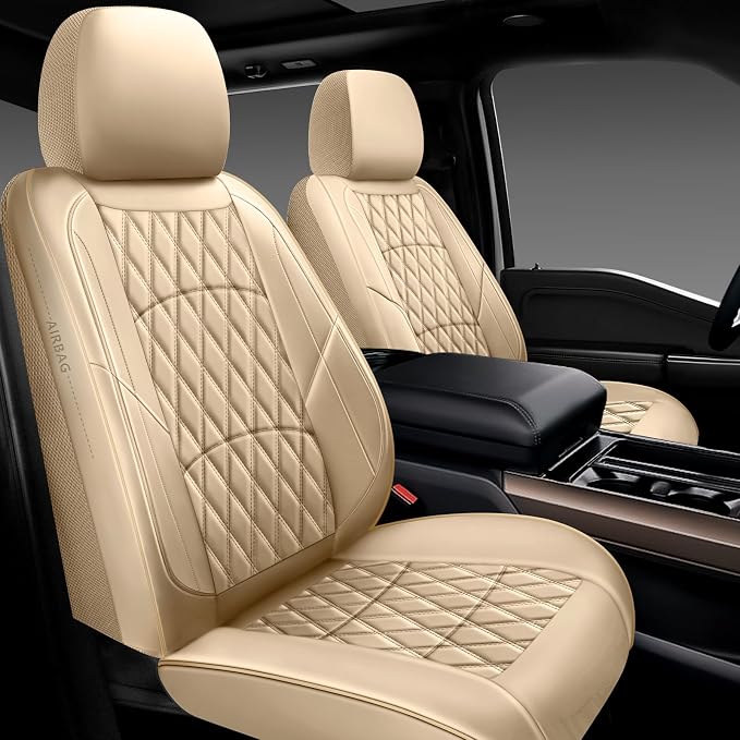 Universal Faux Leather Seat Covers — Full Set — Beige