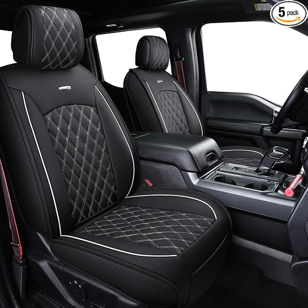 Seat Covers for Multiple Vehicles — Full Set — Black / White