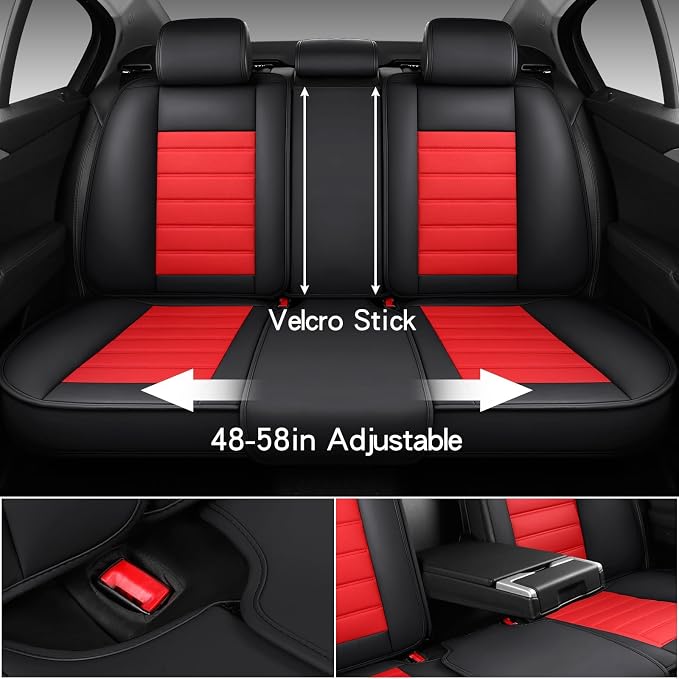 Universal Seat Covers — Full Set — Black / White / Red