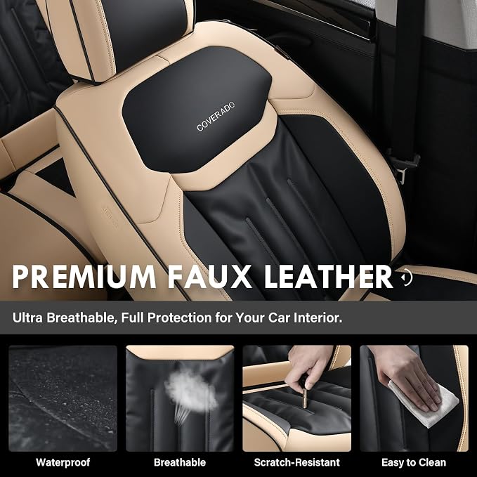 Universal Seat Covers — Front Seat — Beige / Black
