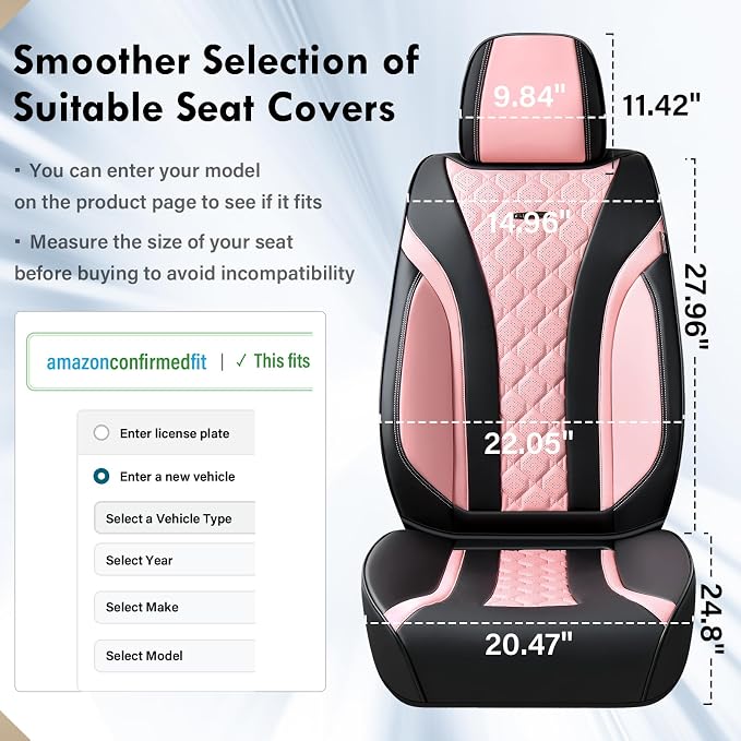 Universal Seat Covers — Front Seat — Black / Pink