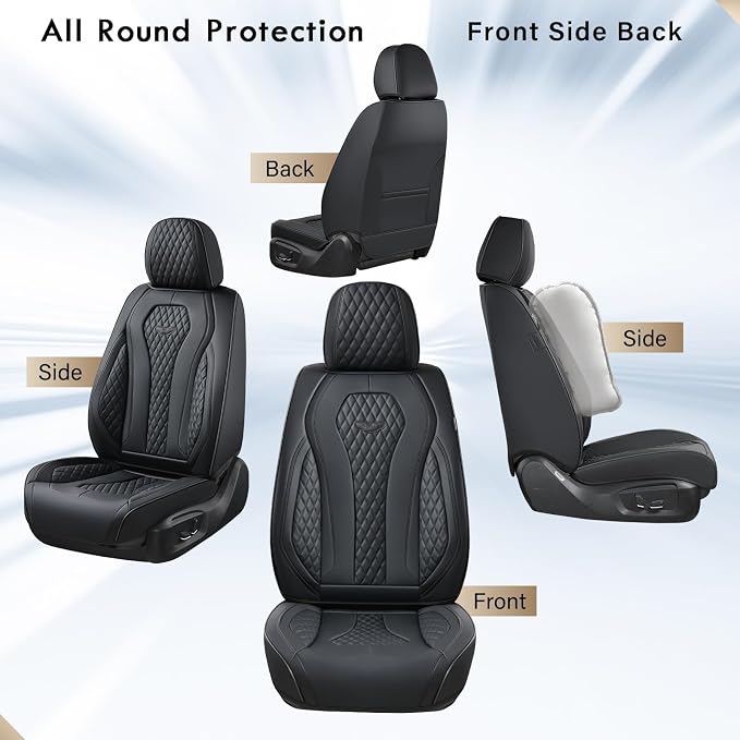 Universal Faux Leather Seat Covers — Front Seat — Black
