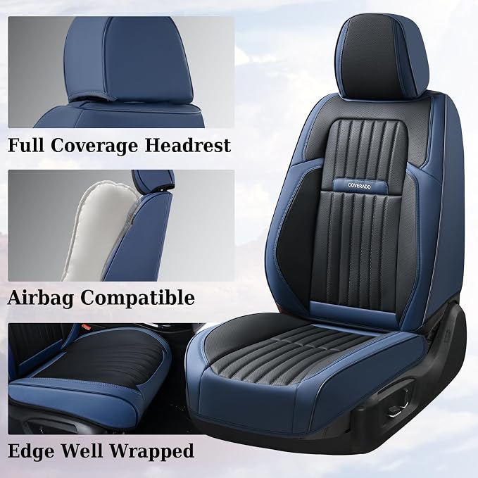 Universal Seat Covers — Full Set — Blue / Black