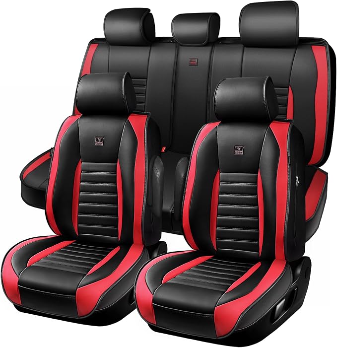 Universal Seat Covers — Full Set — Black / Red