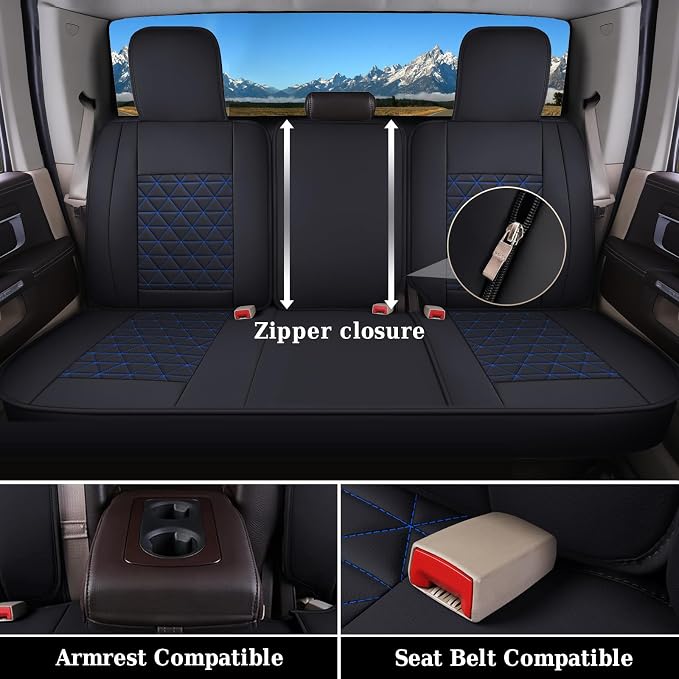 Seat Covers for Multiple Vehicles — Full Set — Black / Blue