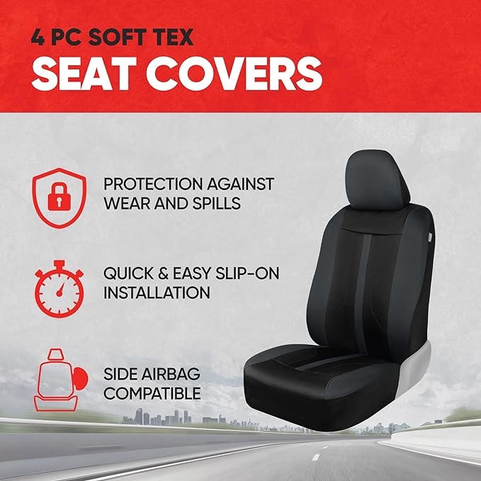Fabric Car Seat Covers — Front Seat — Gray