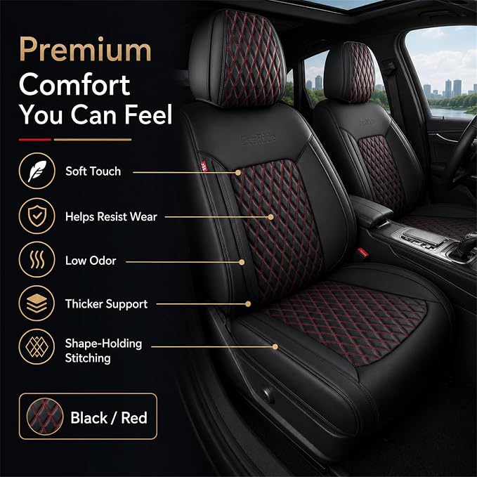 Universal Seat Covers — Full Set — Red / Black