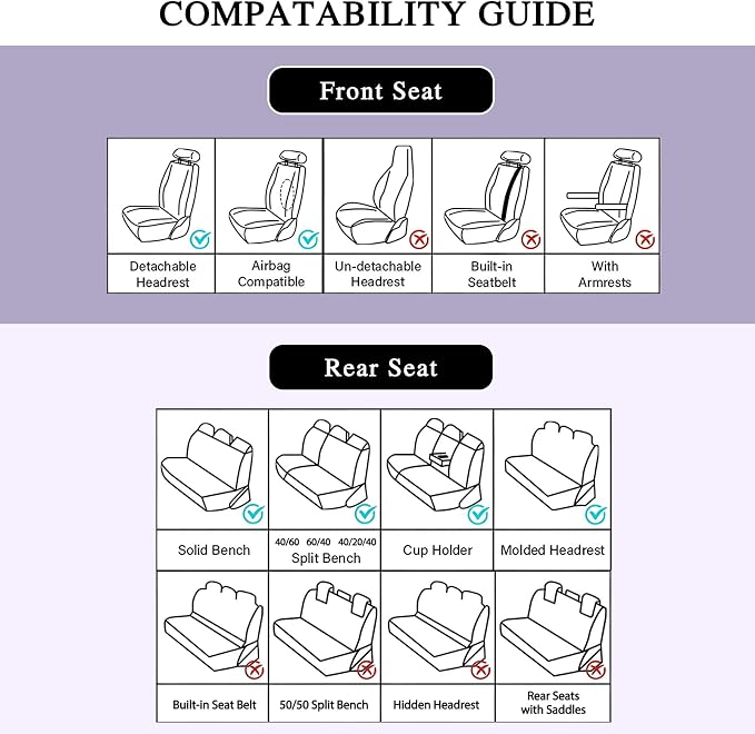 Universal Seat Covers — Full Set — Purple