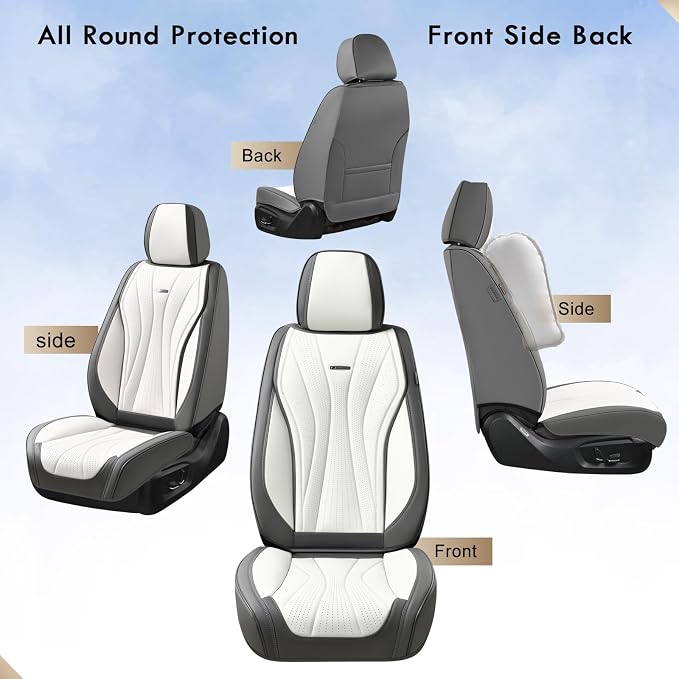 Universal Seat Covers — Full Set — Gray / White