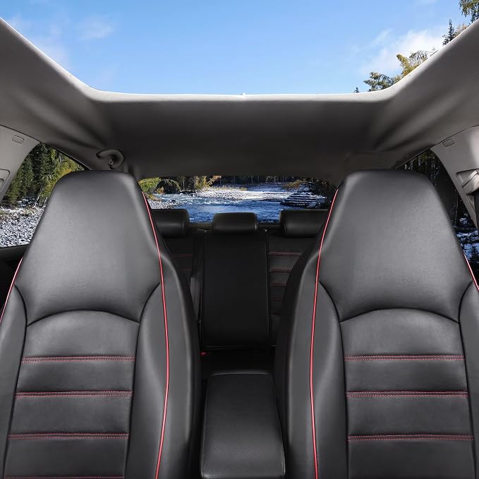 Universal Faux Leather Seat Covers — Front Seat — Red