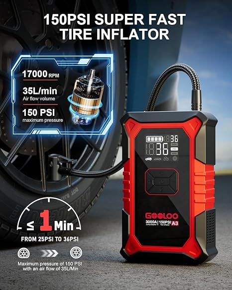 A3 Jump Starter & Tire Inflator | 3000A for Gas & Diesel 71471i7ZrbL._AC_SX466