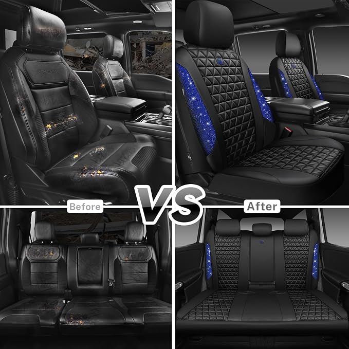 Universal Seat Covers — Full Set — Black / Blue