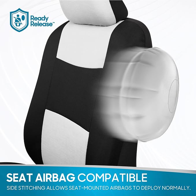 Car Seat Covers — Full Set — White / Black