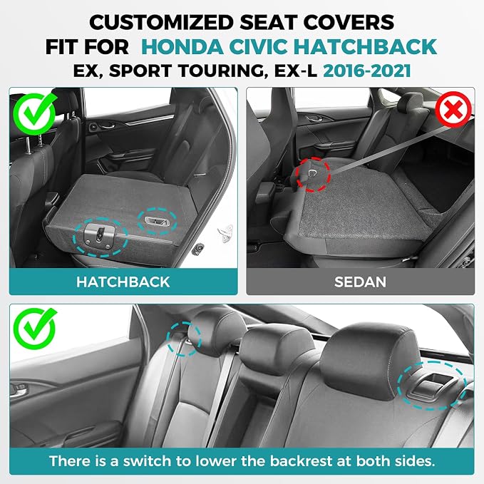 Faux Leather Seat Covers for Honda Civic — Full Set — Black