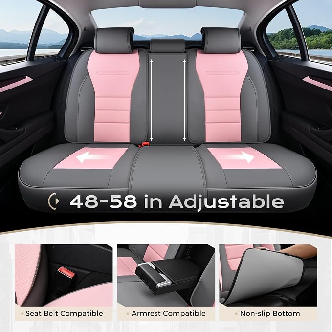 Universal Seat Covers — Full Set — Gray / Pink