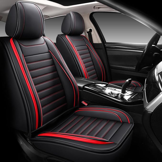Universal Faux Leather Seat Covers — Full Set — Red