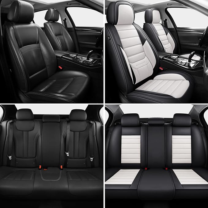 Universal Seat Covers — Full Set — Black / White