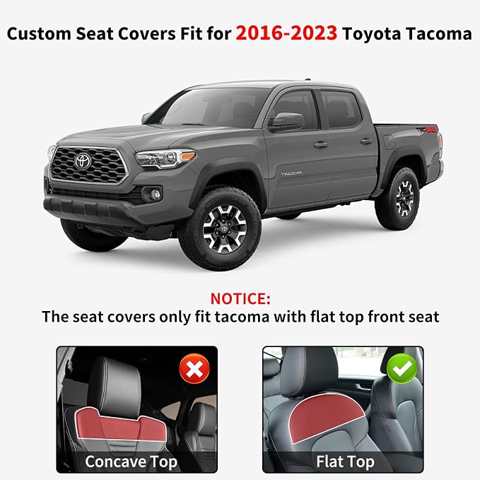 Seat Covers for Toyota Tacoma — Front Seat — Black / Red