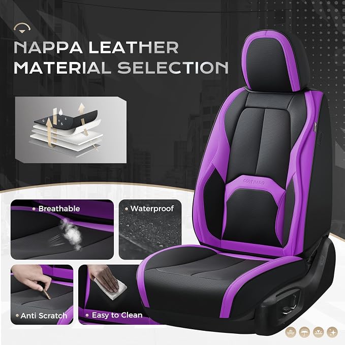 Universal Seat Covers — Front Seat — Black / Purple