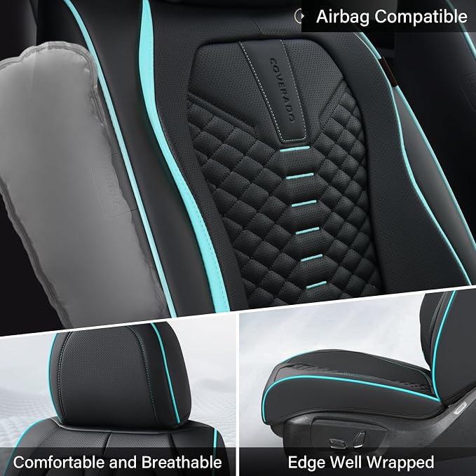 Universal Seat Covers — Front Seat — Black / Blue