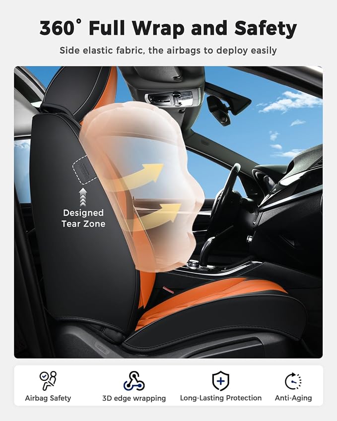 Universal Seat Covers — Black / Orange