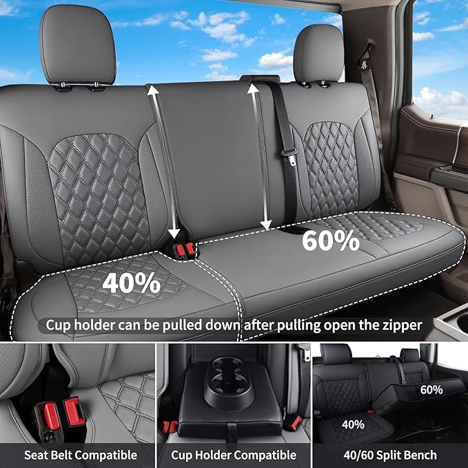 Seat Covers for Multiple Vehicles — Full Set — Gray