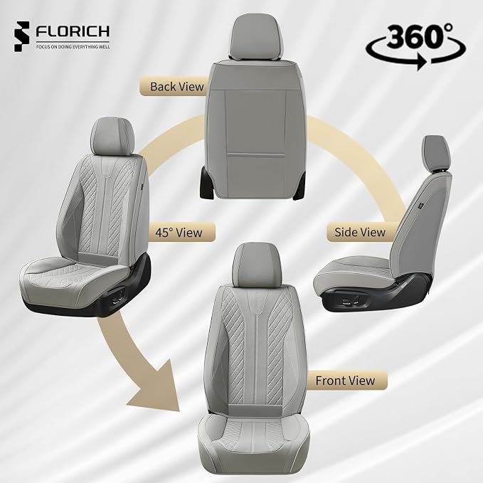 Universal Faux Leather Seat Covers — Front Seat — Gray