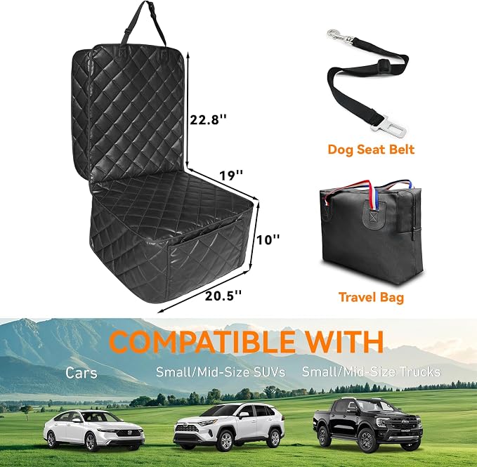 Pet Car Seat Protector — Front Seat — Black