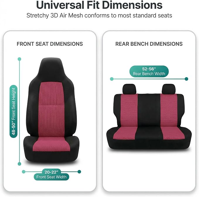 Universal Fabric Seat Covers — Full Set — Burgundy