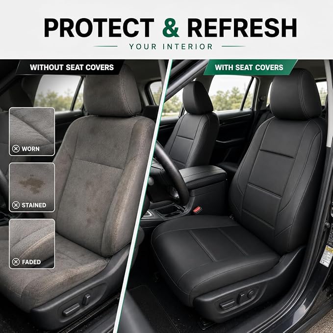 Faux Leather Seat Covers for Multiple Vehicles — Front Seat — Black