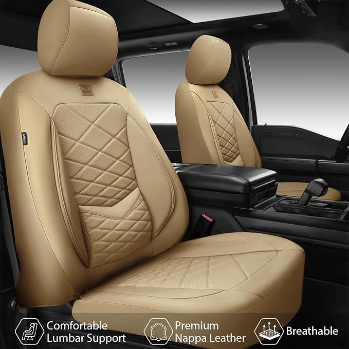 Universal Faux Leather Seat Covers — Full Set — Beige