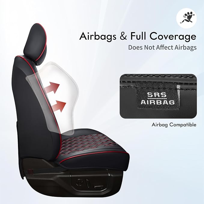 Seat Covers for Multiple Vehicles — Full Set — Black / Red