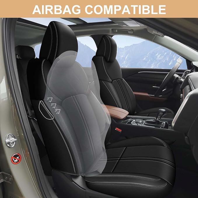 Faux Leather Car Seat Covers — Full Set — Black